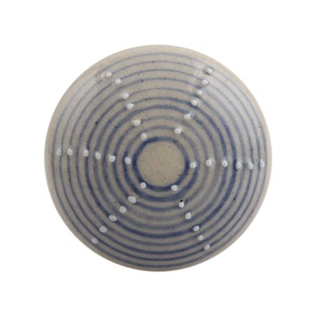 Slate Blue Stripe Flat Ceramic Drawer Knob